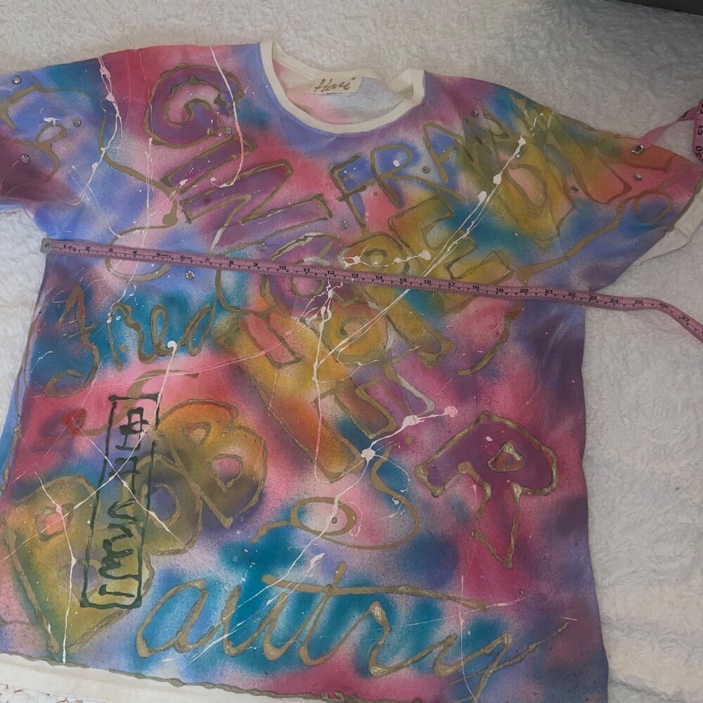 Hari Vintage Womens Tee Shirt Size Large Hand Painted Palm Springs Pure Cotton - Picture 5 of 10